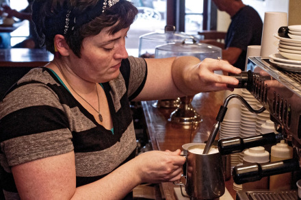 espresso machine pouring coffee